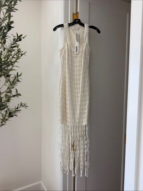 Jonathan Simkhai Ivory Crochet Fringe Maxi Dress